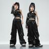 Girls' Jazz Dance Costume - One-Sleeve Leather Suit with Crop Top Style, Perfect for Street Dance and Fashion Catwalks.