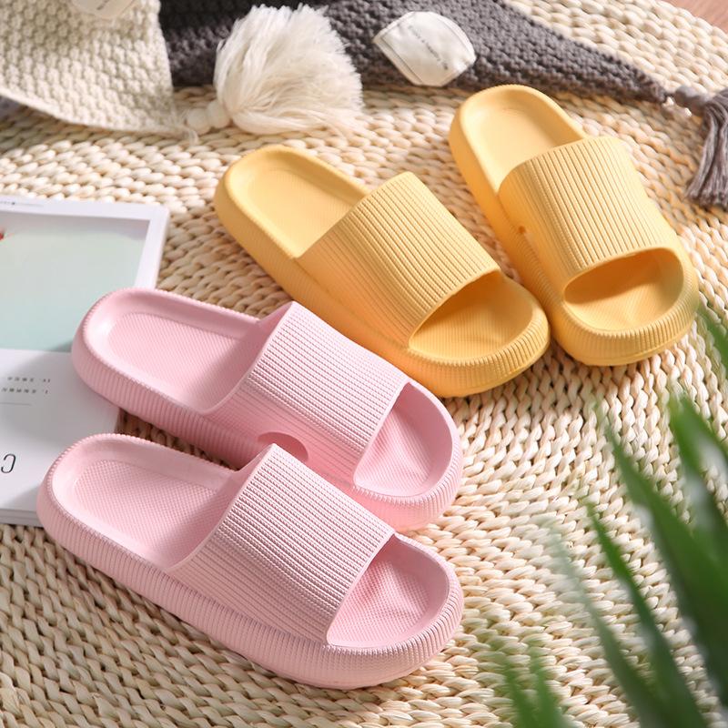Fashion Summer Slippers Men Women Couple Solid Slides Comfortable Non-slip Bathroom EVA Cloud Soft Indoor Flat Home Cushion Shoes