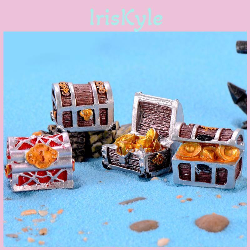 Decorative Pirate Gold Treasure Chest Resin Aquarium Miniature For Cartoon Fish Tank Decor