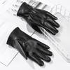 Damen Gothic Punk Thermische Warme Schwarze Handschuhe Winddichte Handschuhe Touchscreen Anti-Rutsch Fäustlinge
