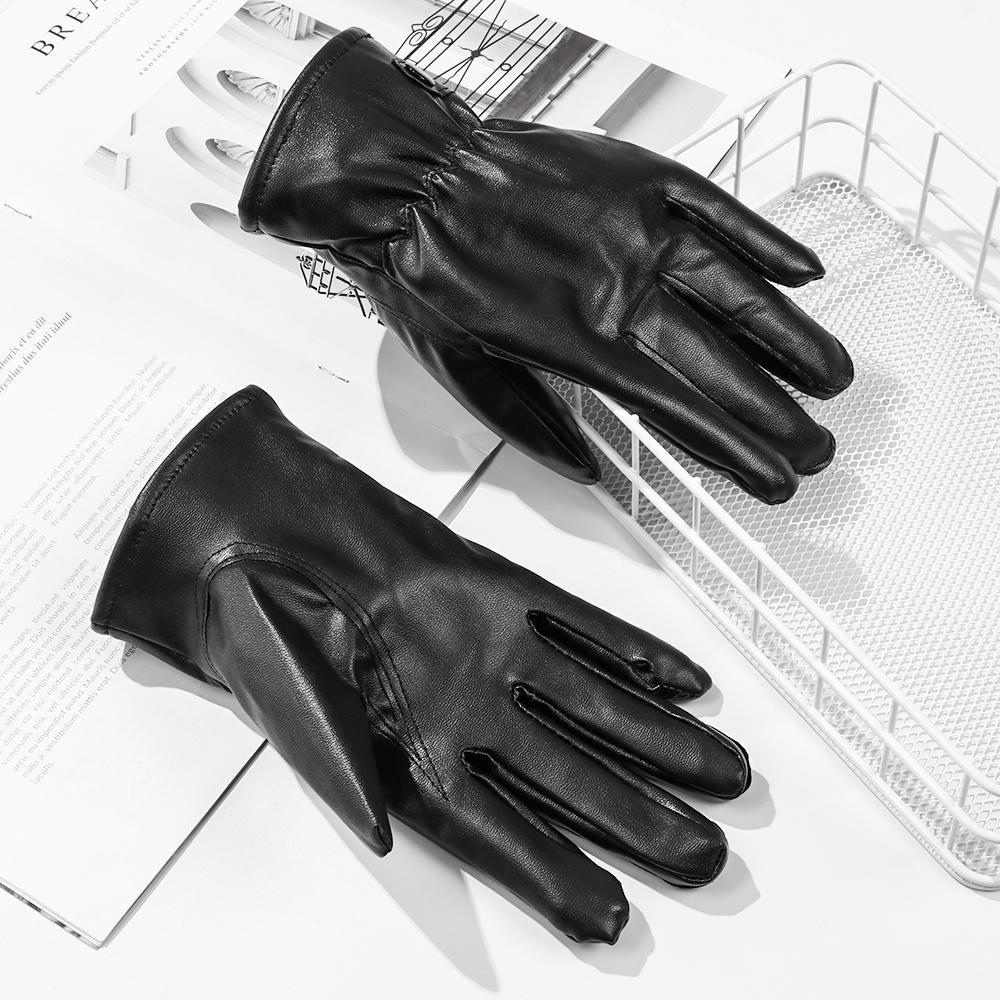 Winter Leather Thermal Warm Anti Slip Mittens Black Gloves Touchscreen Windproof Gloves