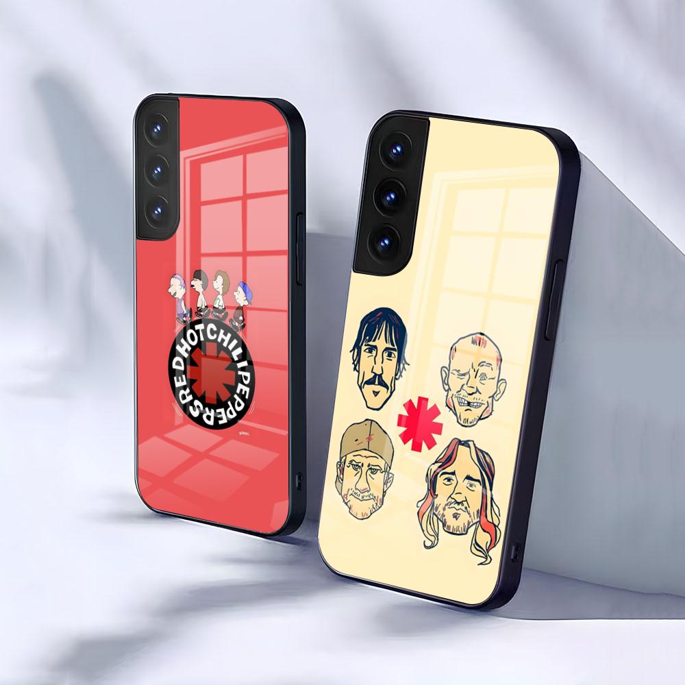 R-Red H-Hot C-Chili P-Peppers Phone Case For Samsung S26 S25 S24 FE S23 S22 S21 Plus S20 Ultra Note20Ultra Black Glass Cover
