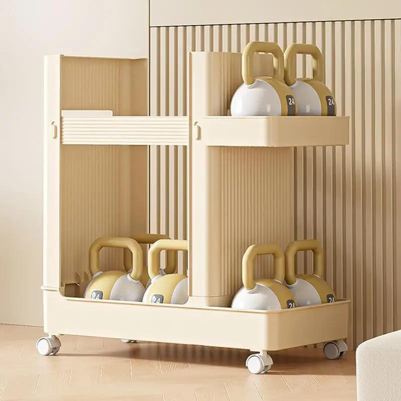 Gym Equipment Organizer Trolley Gym Equipment Holder Sports Equipment Storage Rack with Bottom Universal Wheel  Kettlebells