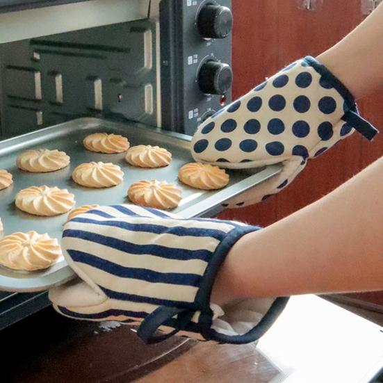 1 Paar Ofenhandschuhe mit Baumwollfutter Hitzebeständig Verbrühschutzhandschuhe Verdickt Küchen-Sicherheitsausrüstung zum Backen Grillen Kochen