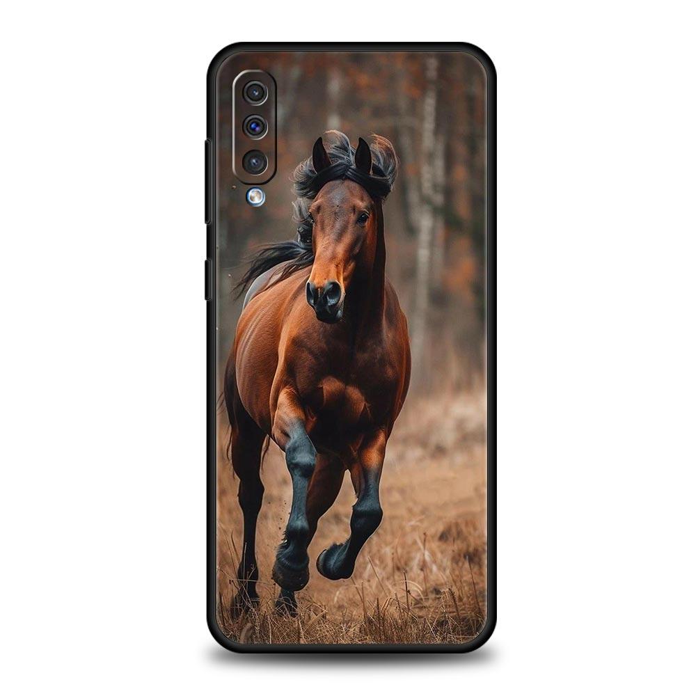 Phone Case For Samsung A56 A36 A26 A54 A52 A24 A14 A50 A70 A40 A06 A12 A22 A34 A42 A32 5G A04s A16 Cover White Horses Galloping