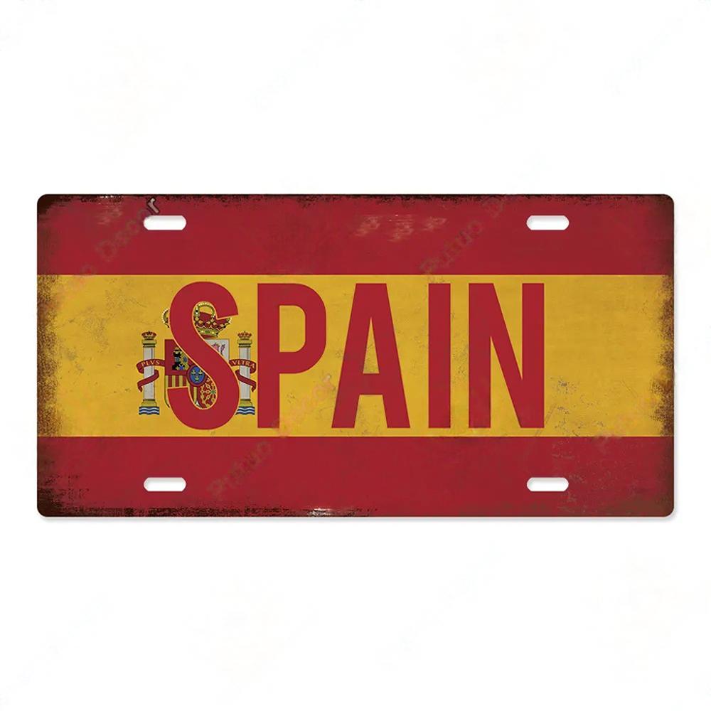 FJ Country National Flag Metal TinSigns Decor License Plate Plaque Metal Vintage Home Wall Decoration for Bar Pub Man Cave