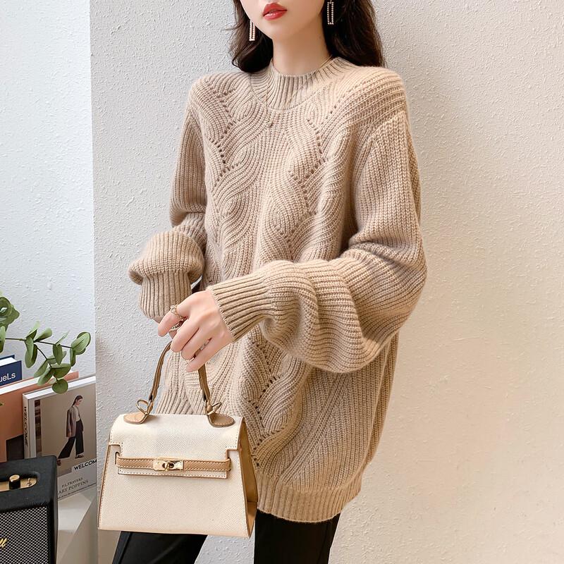 Mokana Women's Semi-High Collar Cashmere Sweater