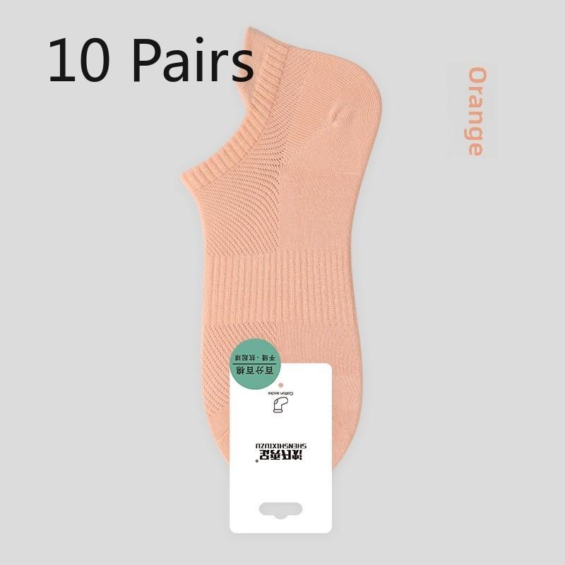10 Pairs Women's Summer Socks Breathable Anti-ball Mesh Women's Boat Socks Short Socks Boneless Cotton Socks