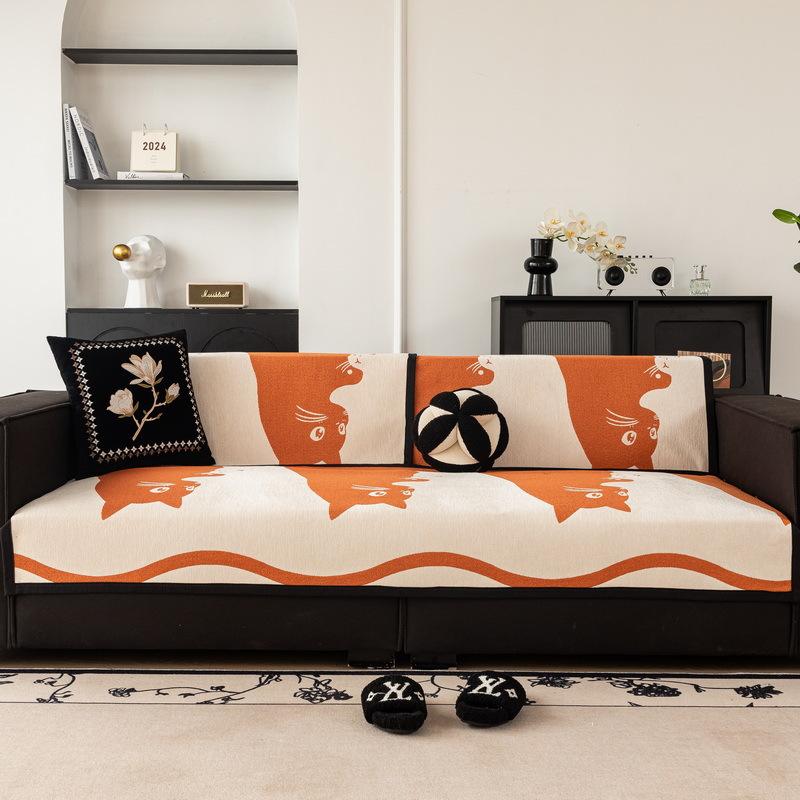 Cartoon Wind Sofa Cushion Universal In All Seasons New Sofa Cover One Piece Chenille Leather Sofa Cushion
