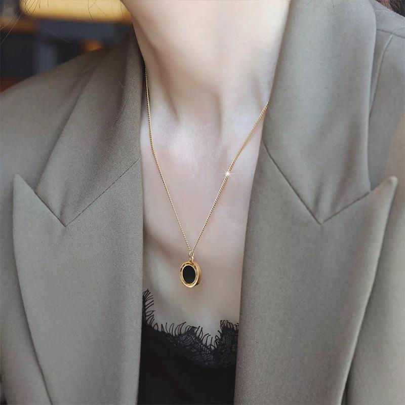 Sterling Silver 925 Roman Digital Necklace Women's Retro Simple Style Round Brand Does Not Fade