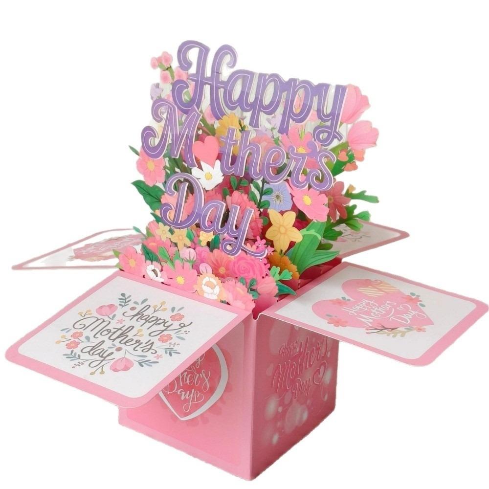 Floral Bouquet Mother's Day Cards Cardstock Express Gratitude Thank You Card Blessings Message 3D Greeting Card Universal