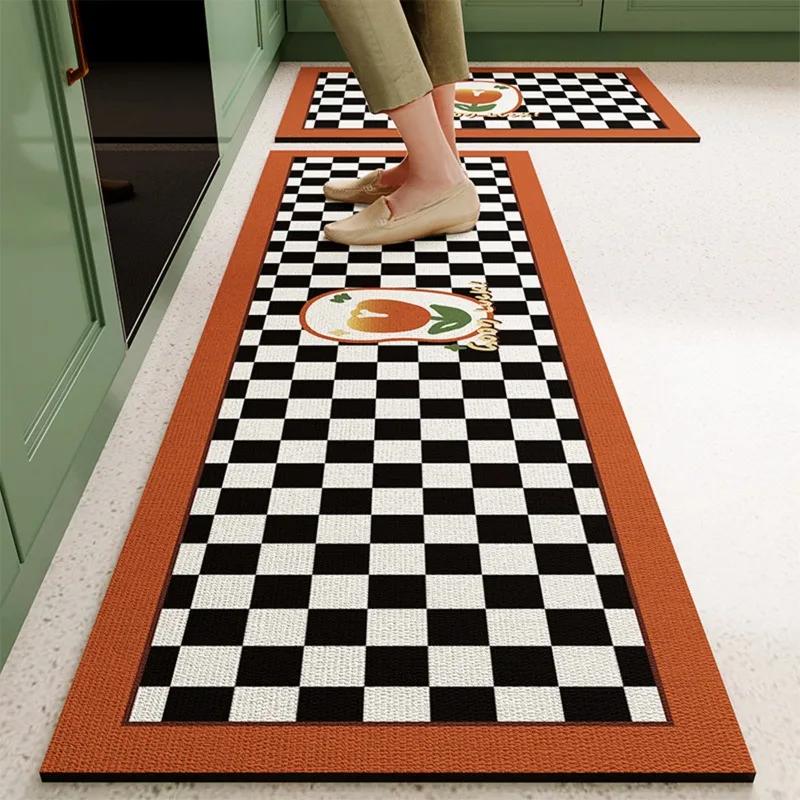 Waterproof PVC Kitchen Mat Long Non-slip Oil-Proof Floor Mats for Home Decoration Durable Easy Clean