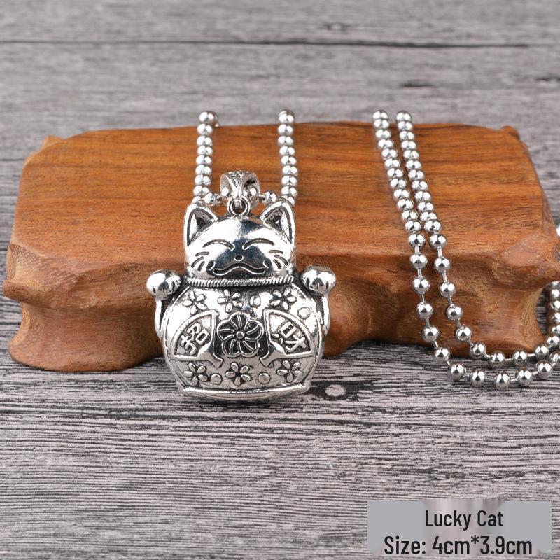 

Этническое длинное ожерелье East Butterfly - Ретро кулон в виде замка долголетия и цепочка из круглых бусин для мужчин и женщин