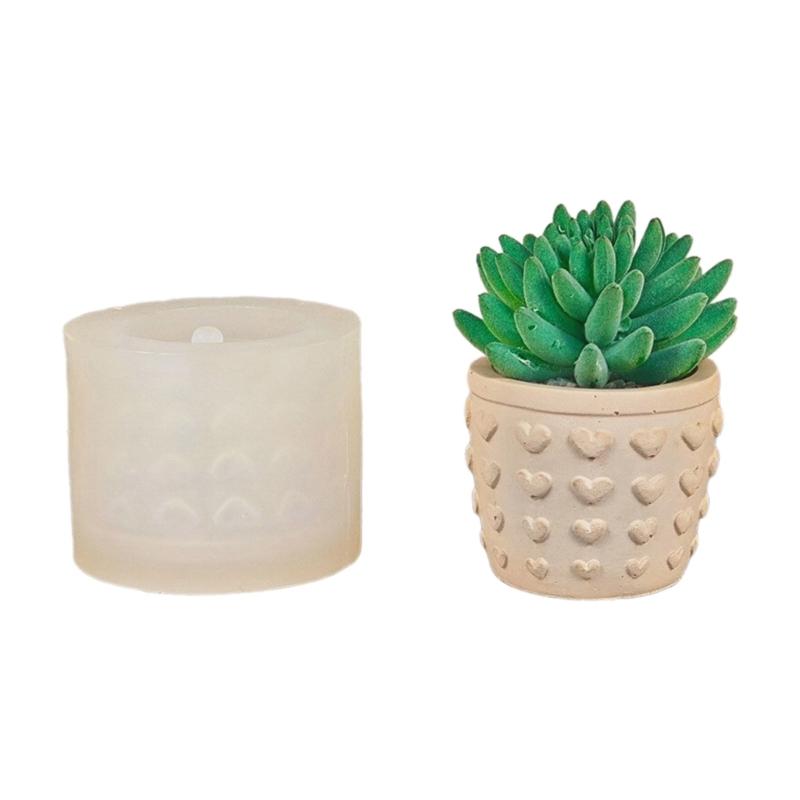 3D Relief Heart Vase Mold DIY Succulent Flower Pots Silicone Mold for DIY Crafts Unique Planter Candle Holder Gypsum