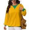 Women Loose Color Block Crew Neck Long Sleeve Casual Pullover Sweatshirt