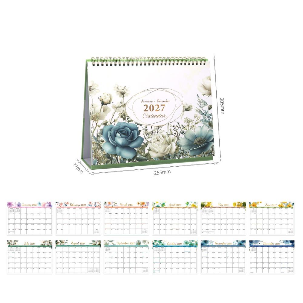 Jan. 2027 - Dec. 2027 Double-coil Calendar Foldable English Calendar  Home