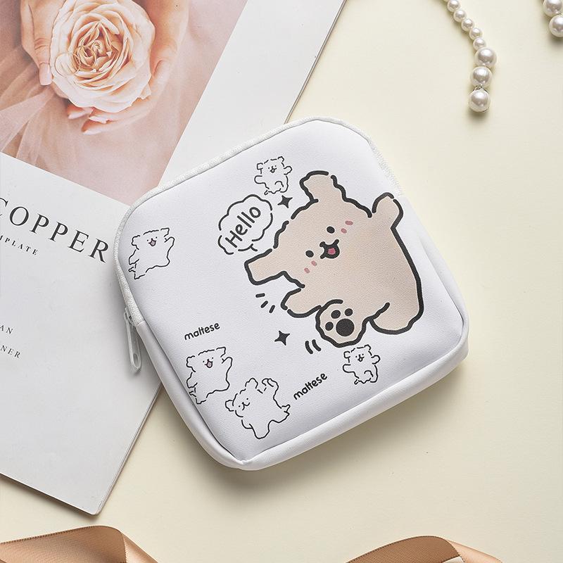 Cute Cartoon Menstrual Bag: Large Capacity, Waterproof PU Storage & Makeup Pouch