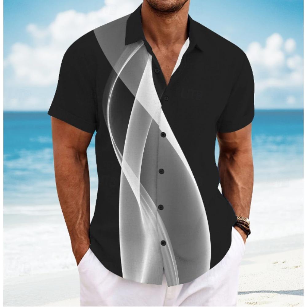 Camisa de Hombre con Patrón Sencillo Estampado 3D Camisa de Botones Camisa Casual Camisa de Verano Manga Corta Ropa Diaria de Vacaciones