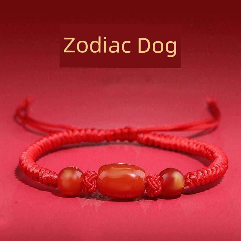 Putuo Mountain This Animal Year Red Rope Bracelet 2025 Snake Dragon Tiger Pig and Monkey Red Woven Agate Beads Carrying Strap Gifts for Men and Women