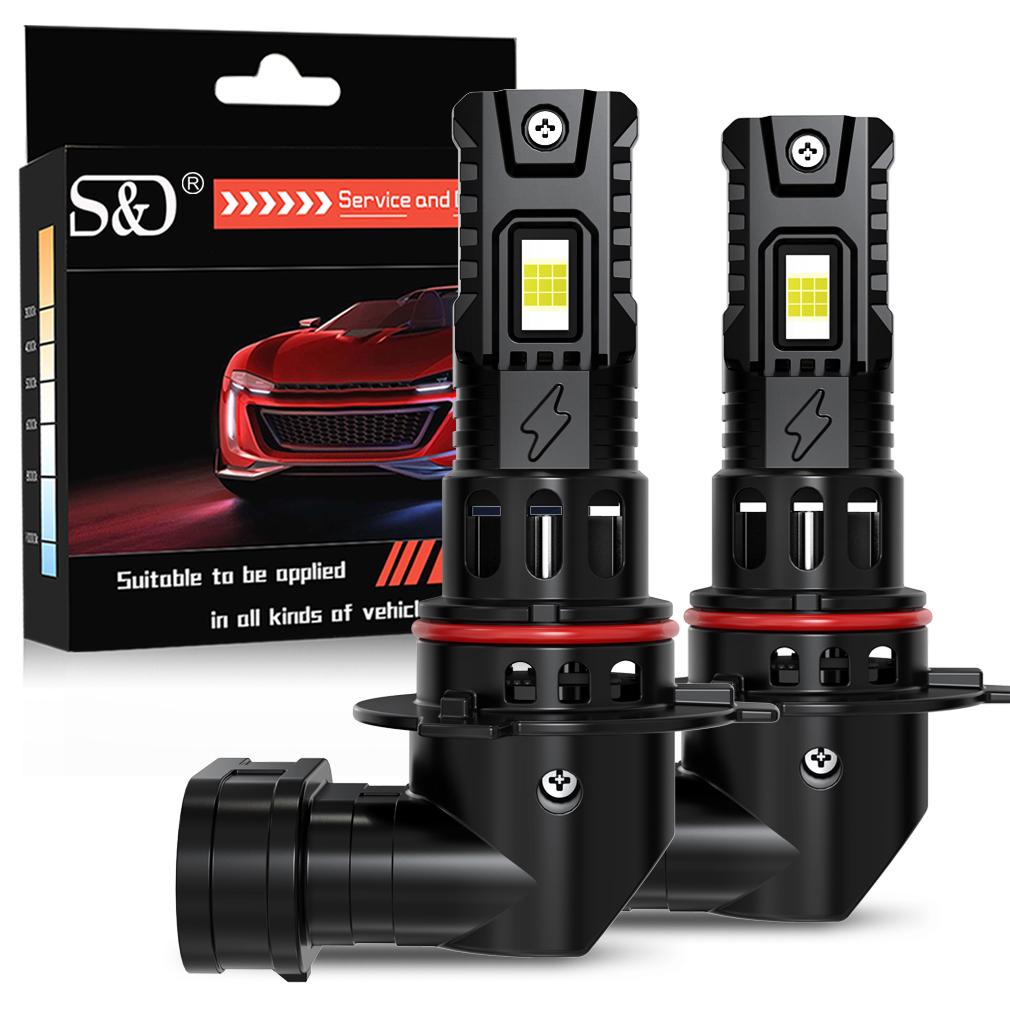 2Pcs 20000LM H4 H7 LED Headlight Bulbs Canbus H11 H8 9005 HB3 9006 HB4 18Core CSP LED Fanless Headlamp Fog Lights Auto Lamp Plug&Play 6500K White 12V