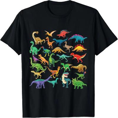 Typy Dinosaurů Grafika Dino Identifikace Tričko