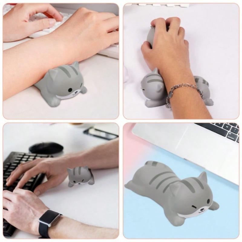 Cartoon Animal Wrist Rest Mouse Pad - Ergonomic Memory Foam Support for Keyboard/Mouse, Non-Slip Rubber Base for Office/Laptop
