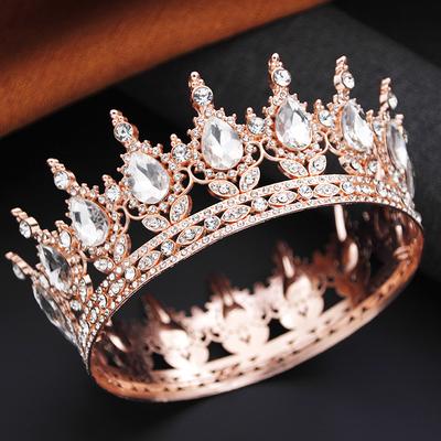 Princess Girls Tiaras and Crowns for Wedding Party Round Rhinestone Diadem Bridal Cake Topper Crown Jewelry Birthday Gifts