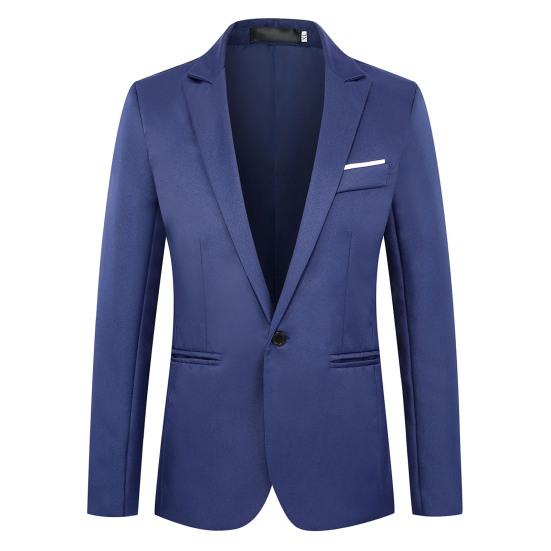 Thin Type Pockets Men Blazer Long Sleeve Single Button Lapel Suit Jacket Male Clothing