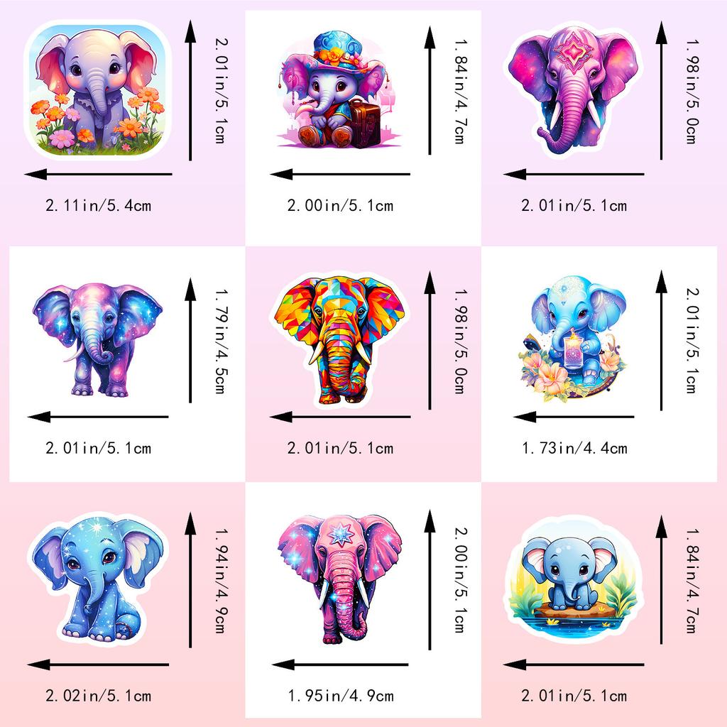 50 Pink Little Elephant Stickers New Cartoon Children's Kindergarten Children's Room Cute Pink Little Elephant