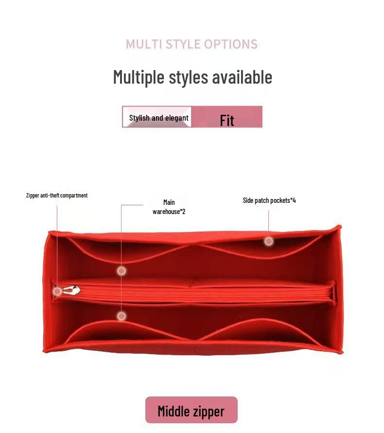 Custom Felt Cosmetic Bag Storage Organizer with Divider