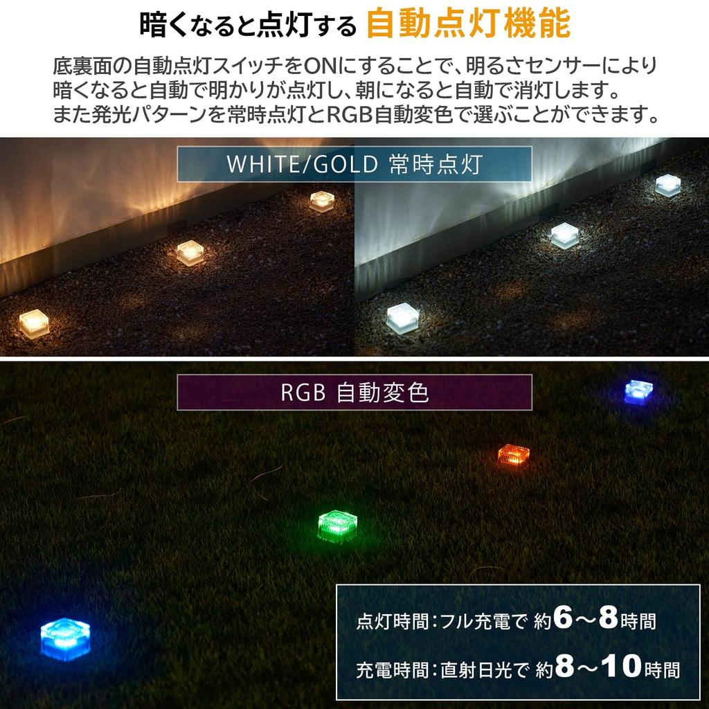 Gardenmaster Piccolo LED Solar Garden RGB Automatic No Electricity Christmas White Light, Brick, 7cm, Color-Changing, On/Off Switch, Waterproof,