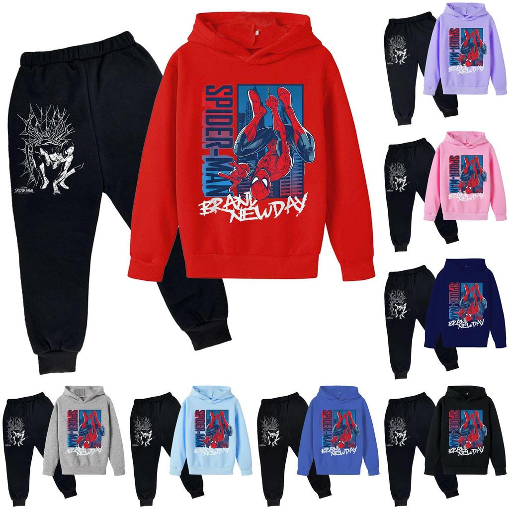Kids Trendy Printed Pullover Hoodie and Sweatpants Set - Loose Fit Long Sleeve Casual 2 Piece Outfit