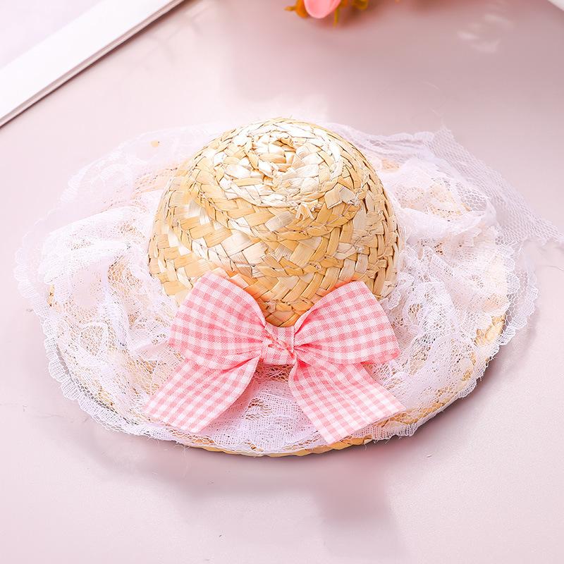 Popular Korean Straw Hat Foreign Style Farmer Hat Sun Hats Pet Cat Funny Retro Cute Bow Fashion Pet Products