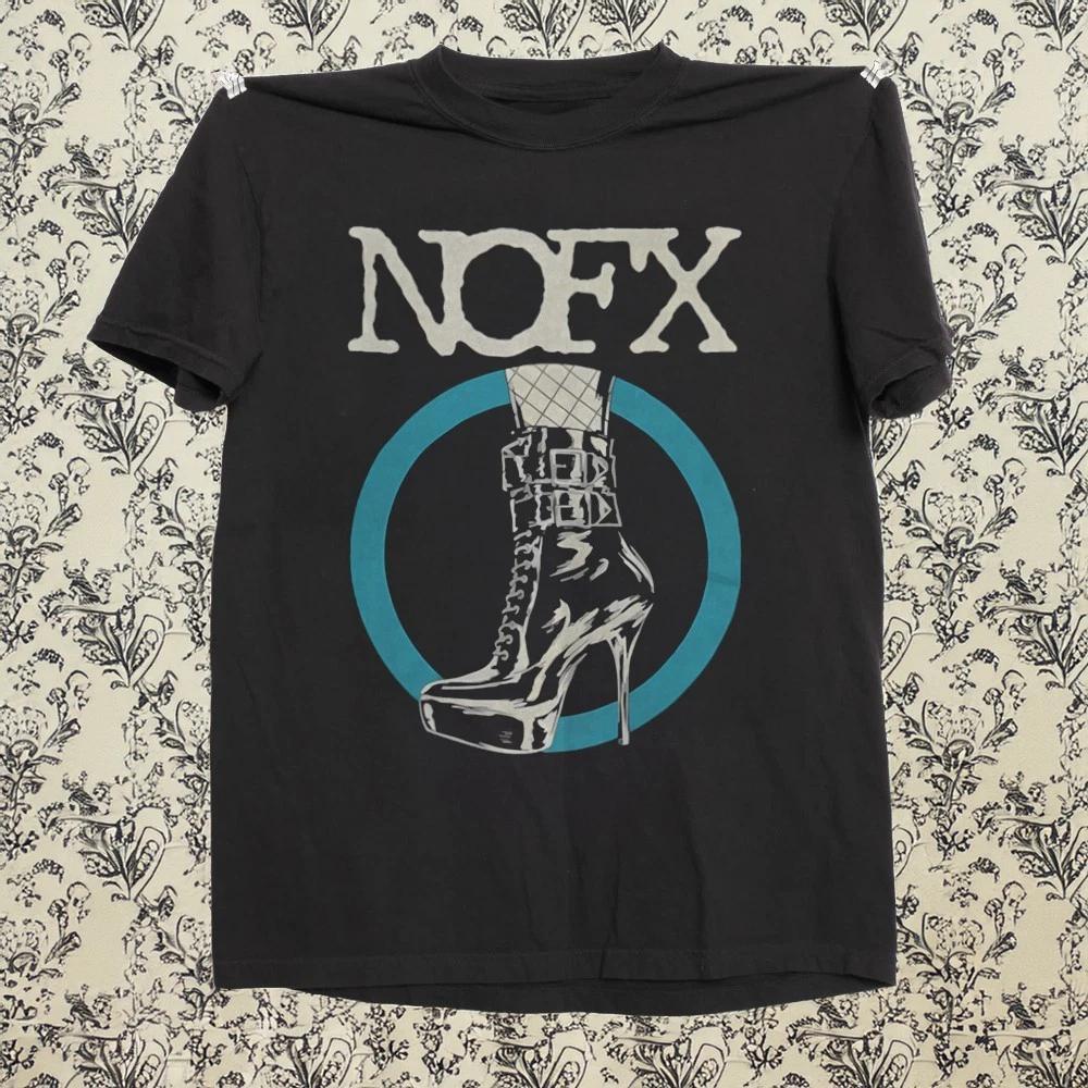Nofx High Heel Boot and Fishnet Punk Rock Music Black T-shirt Size S-