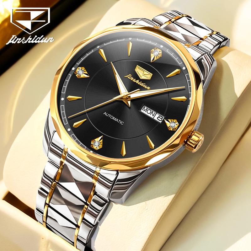 JINSHIDUN Fully Automatic Mechanical Watch with Double Calendar, Waterproof and Luminous for Men