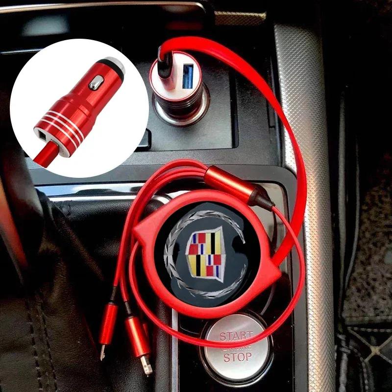 Car 3in1 USB Cable Battery Chargers Trim for Cadillac ATS BLS CT4 CT6 CTS ESCALADE STS XLR XT4 XT5 XTS SLS