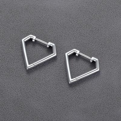 Glatte diamantförmige Metallohrringe, Retro-Nischen-Design, Trendige Mode, Ohrstecker für Damen und Herren.