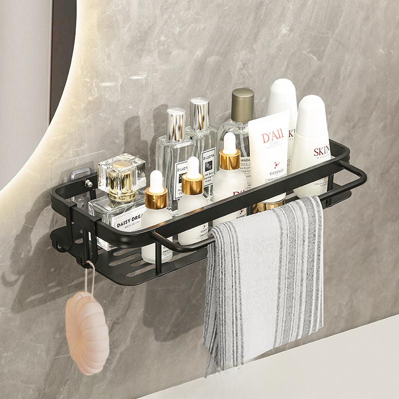 Eckrechteckiger Ständer Badezimmerregal Handtuchhalter Regale Wand Dusche Shampoo-Regal Bohrloses Regal Stativ Lagerung Wandmontage