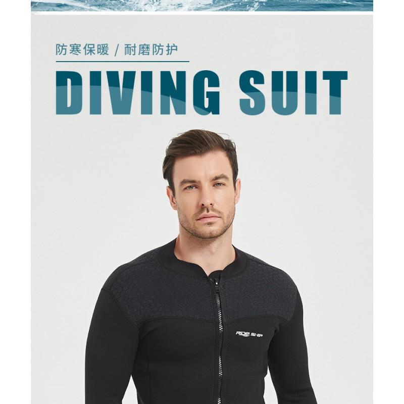 3mm Neoprene Wetsuit Top Diving Swimming Water Sports Men Women Black Anti-Slip Back Shoulder Reinforced Warmth