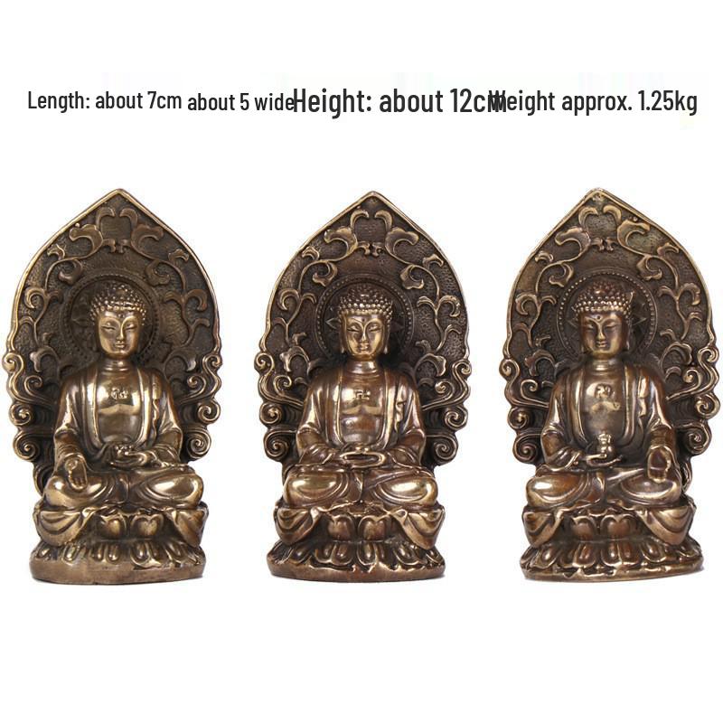 Bronze Shakyamuni Buddha Lotus Ornaments - Three Treasures Design