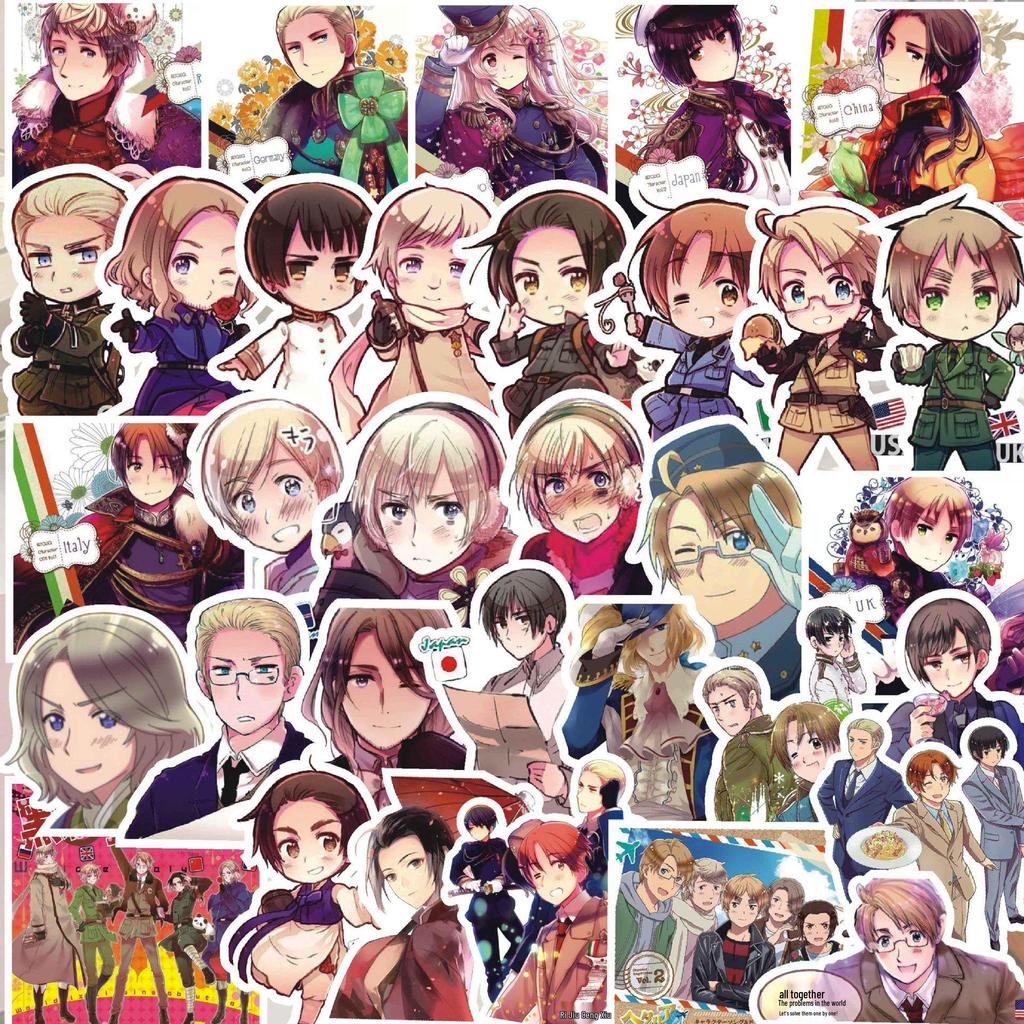Hetalia Anime Sticker Journal - Yao, Francis, Arthur, Kiku, Feliciano Decorations