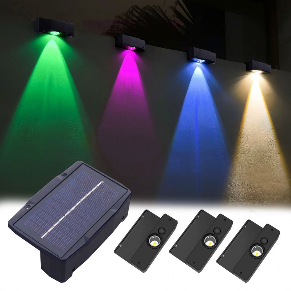 Super Bright RGB LED Solar Wall Lamp for Garden Fence Stairs Decorative Lighting Outdoor IP65 Rating Landscape Solar Step Light