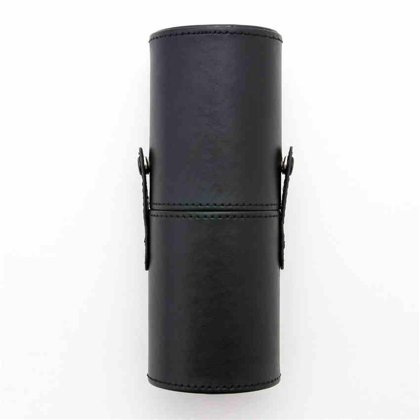 Portable Makeup Brushes Round Pen Holder Cosmetic Case Leather Cup Brush Holder Storage Tube