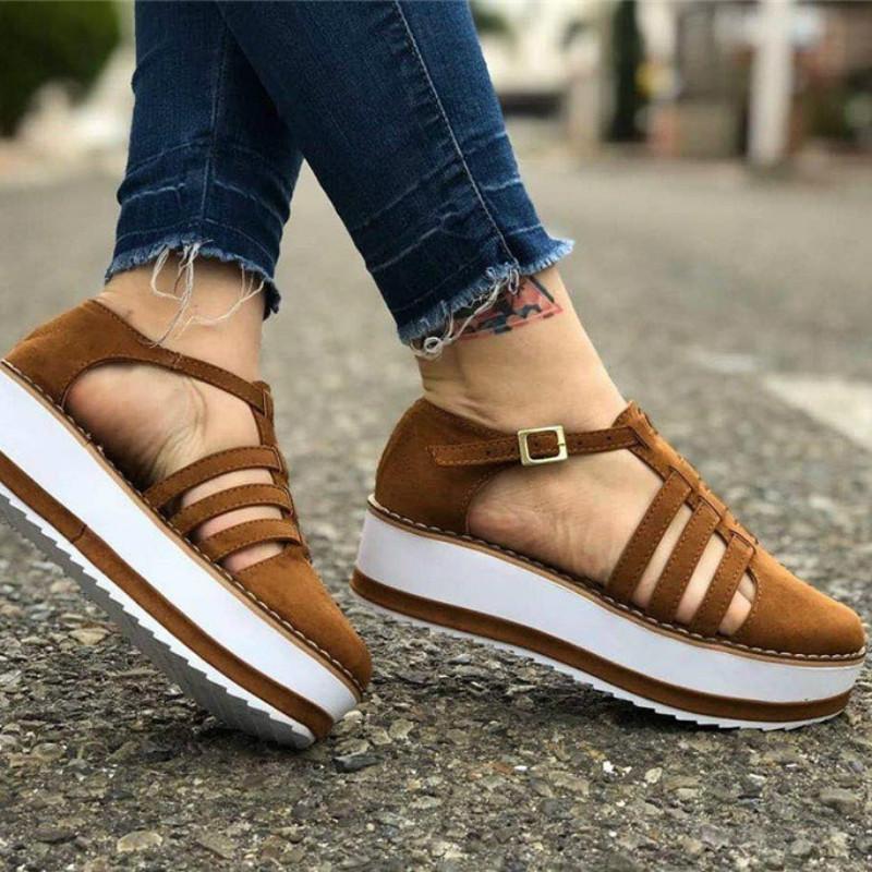 Zapatos de mujer sandalias de plataforma hueco de verano mujeres sandalias  con flecos señora Mary Jane sandalias planas zapatos tamaño 35 ~ 43 comprar  a buen precio — entrega gratuita, reseñas reales con fotos — Joom