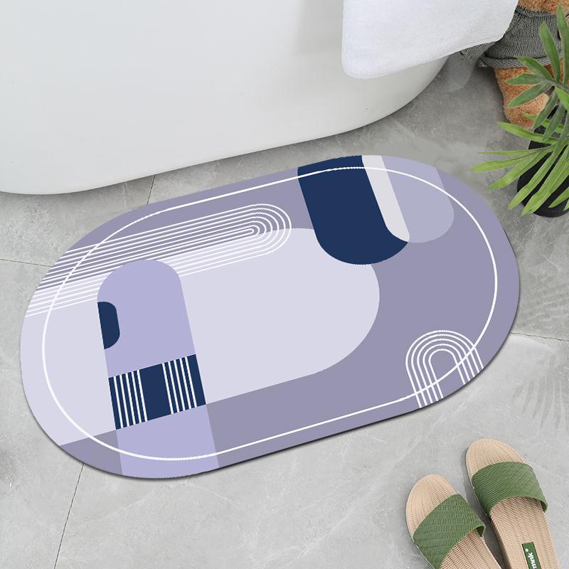 

Modern Simple Toilet Diatom Mud Mat Geometric Pattern Bathroom Non-slip Mat Bath Absorbent Foot Mat 40*60cm