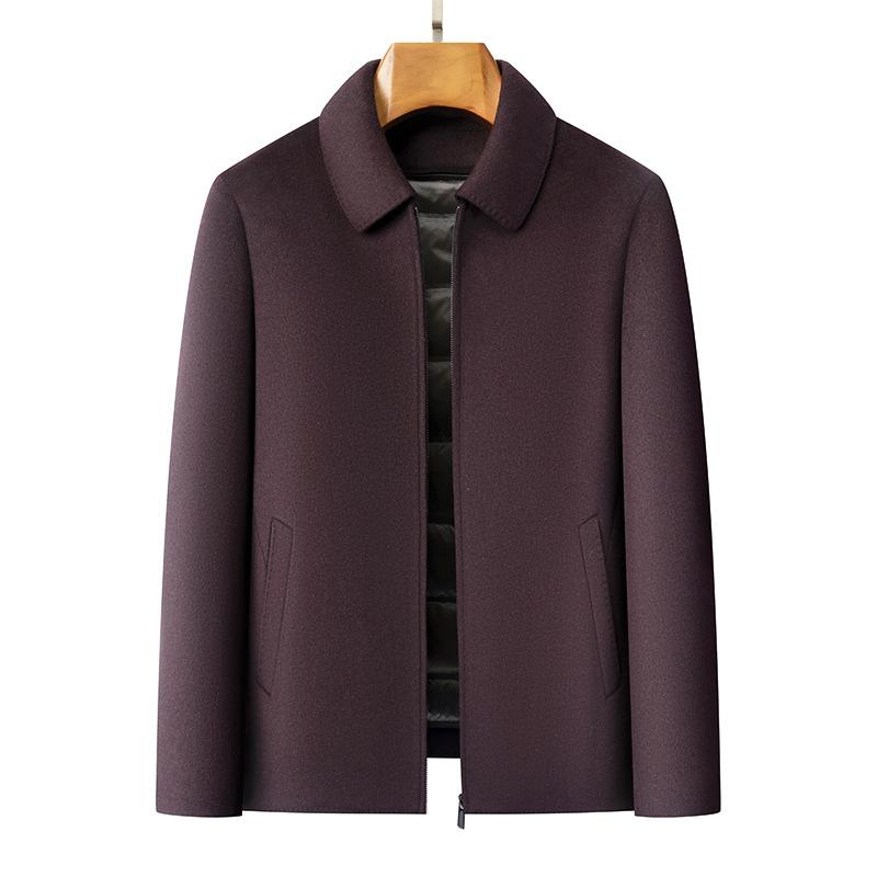 Double-sided Woolen Overcoat, Men's Winter Thickened Wool Jacket, Detachable Down Inner Liner, Middle-aged Dad's Outfit