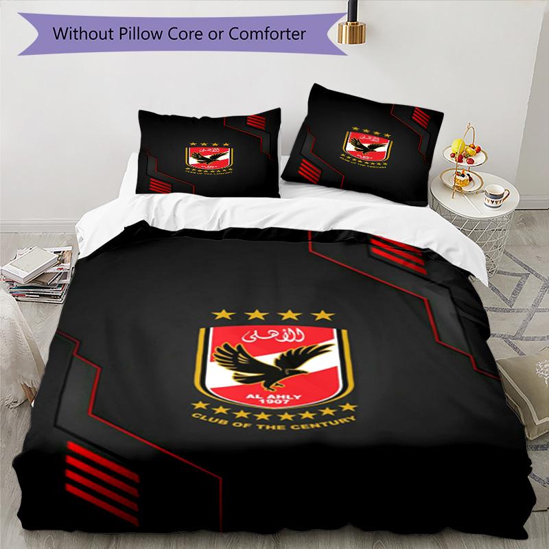 Ahly Football Club Printed Pattern Duvet Cover Set – Includes 1 Duvet Cover and 2 Matching Pillowcases Bedroom Decor Christmas Gifts
