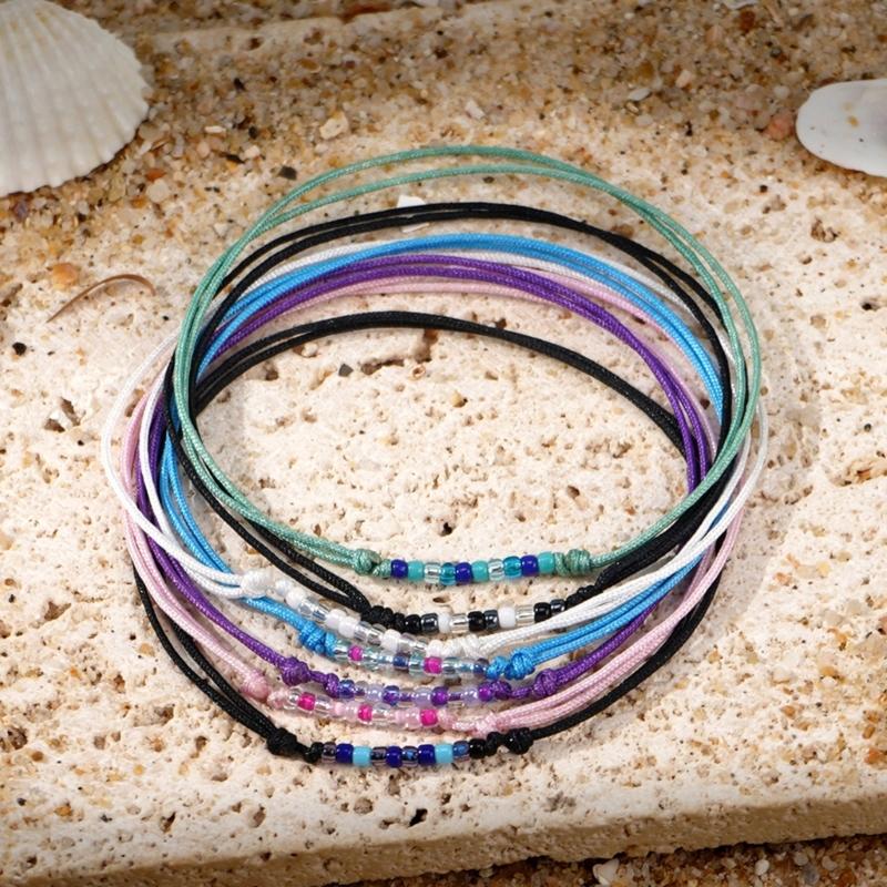 7Pieces Handmade Colorful Woven Bracelets Adjustable Size Wristband for Fashion Enthusiasts and Unique Style Lovers