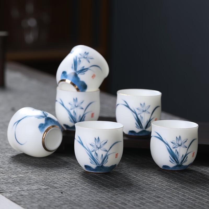 Mutton Fat Jade Porcelain Hand-painted Kung Fu Tea Set