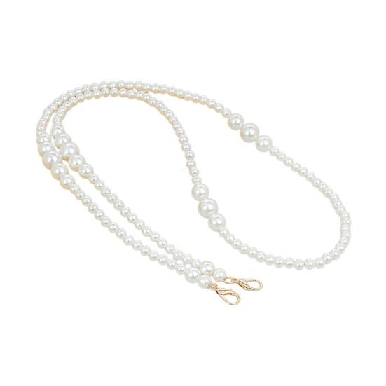 Purse Chain Strap Faux Pearl Bag Chain Strap Replacement with Metal Buckles Shoulder Cross Body Bag Chain for Ladies Tote Handbag